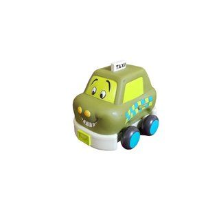 Justb-Byou Pull-Back & Go Soft Play Olive Green Taxi Cab Toy Car pre-owned GUC